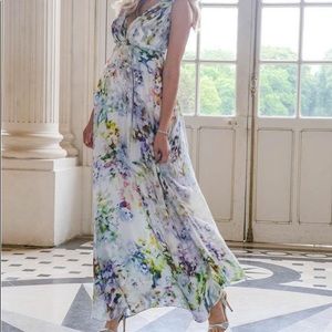 Seraphine Floral Silk Maternity Maxi Dress